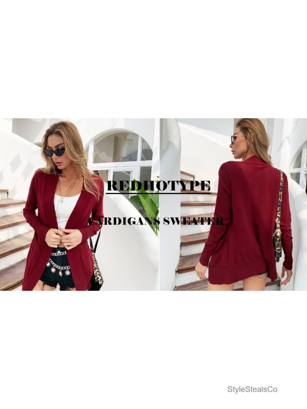 Womens Open Front Cardigan Sweater with Pockets Long Sleeve Lightweight - Picture 6 of 6